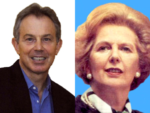 Margaret Thatcher and Tony Blair