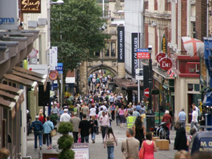 High street with people